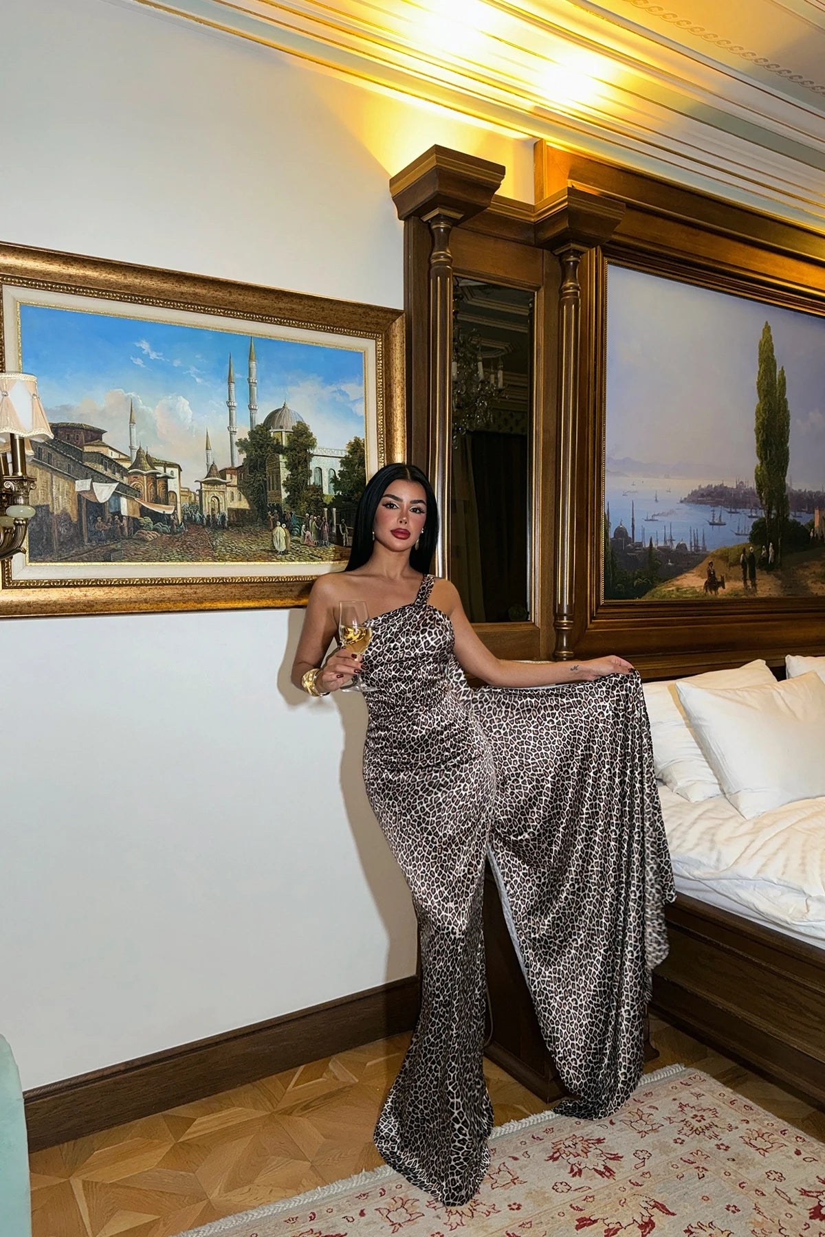 Ninetta™ - Leopard Pattern Deep Slit Dress