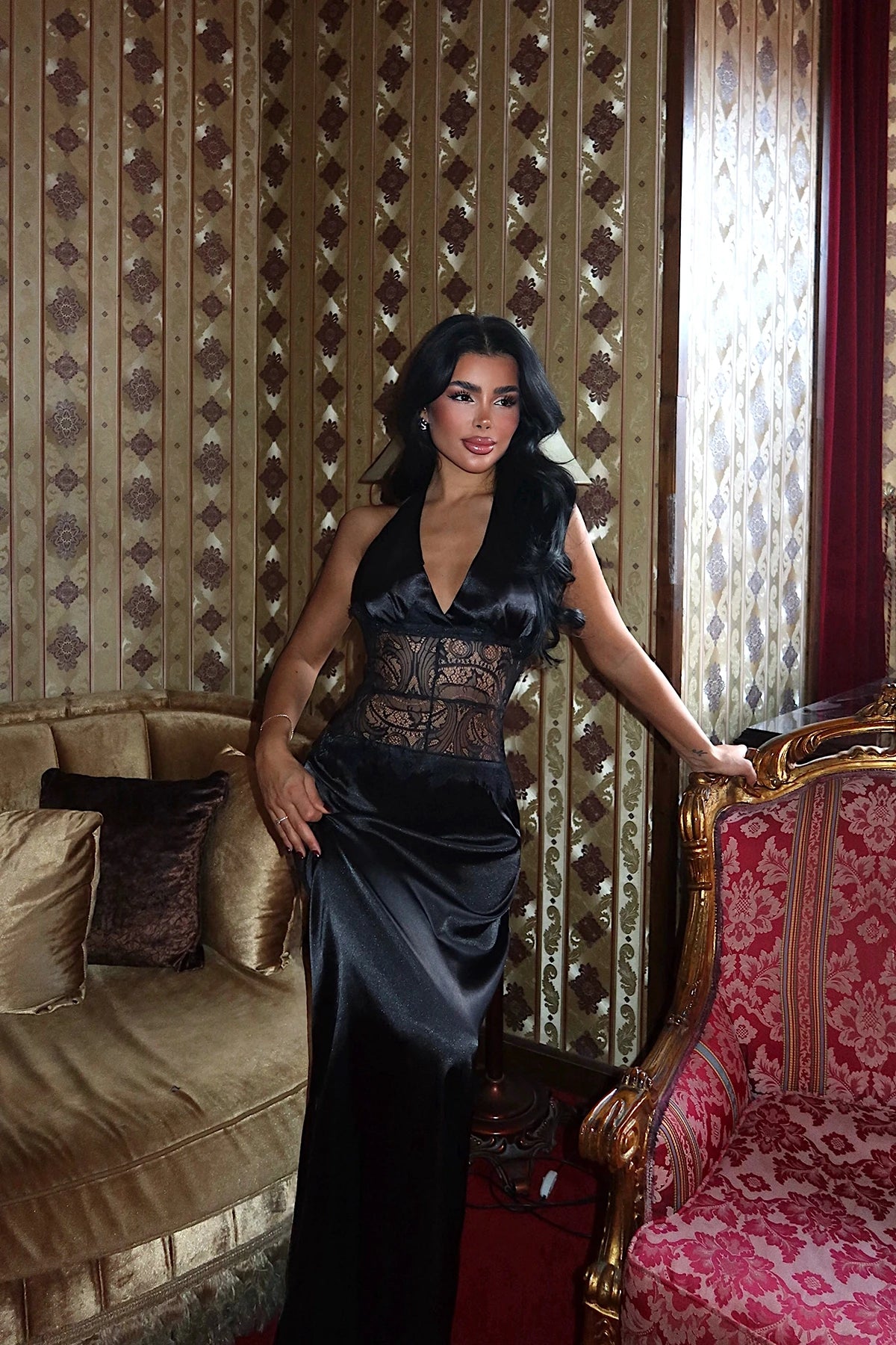 Ninetta™ - Black Lace Detail Dress